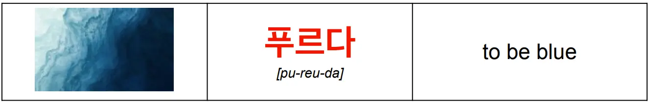korean_word_푸르다_meaning_blue